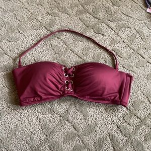 Maroon bandeau bikini top